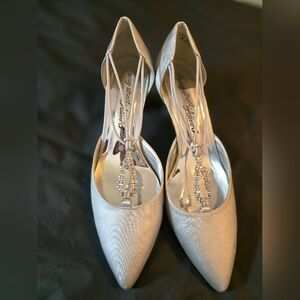 Silver Slingback Heels with Sparkly Embellishments